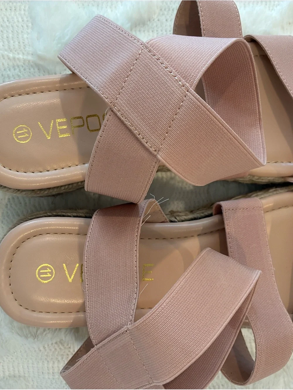 Women's Elastic Strap Espadrille Sandals - Blush Pink